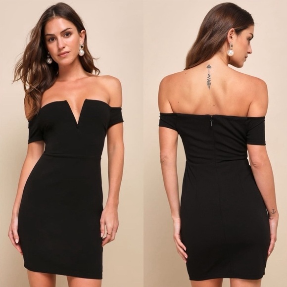 Lulus Dresses & Skirts - Cheers to This Black Off-the-Shoulder Bodycon Dress